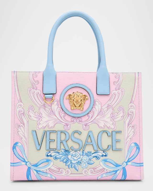 La Medusa Small Barocco-Print Canvas Tote Bag